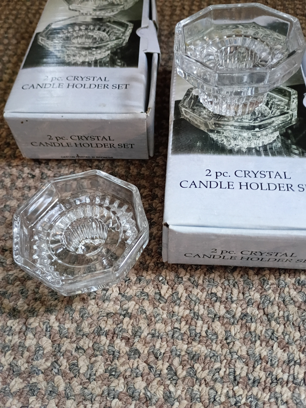 Crystal Candle Holder Set - Clear Glass